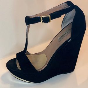 Steve Madden “XTrime” Black Suede Wedges